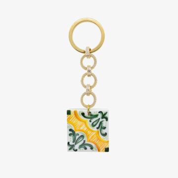 Key chain with yellow and green majolica