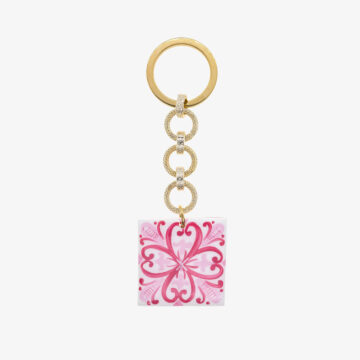 Key chain with pink majolica
