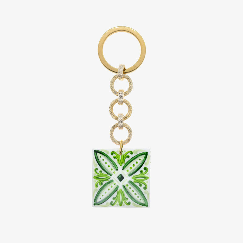 Key chain with green majolica