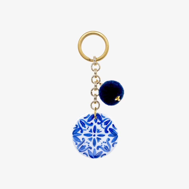 Key chain with blue majolica