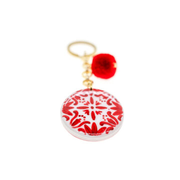 Portachiavi rotondo con maiolica rossa - immagine 2