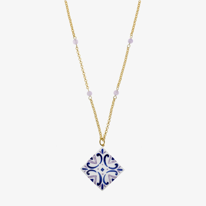 Collana con maiolica indaco