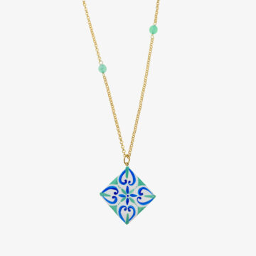 Necklace with tiffany green majolica