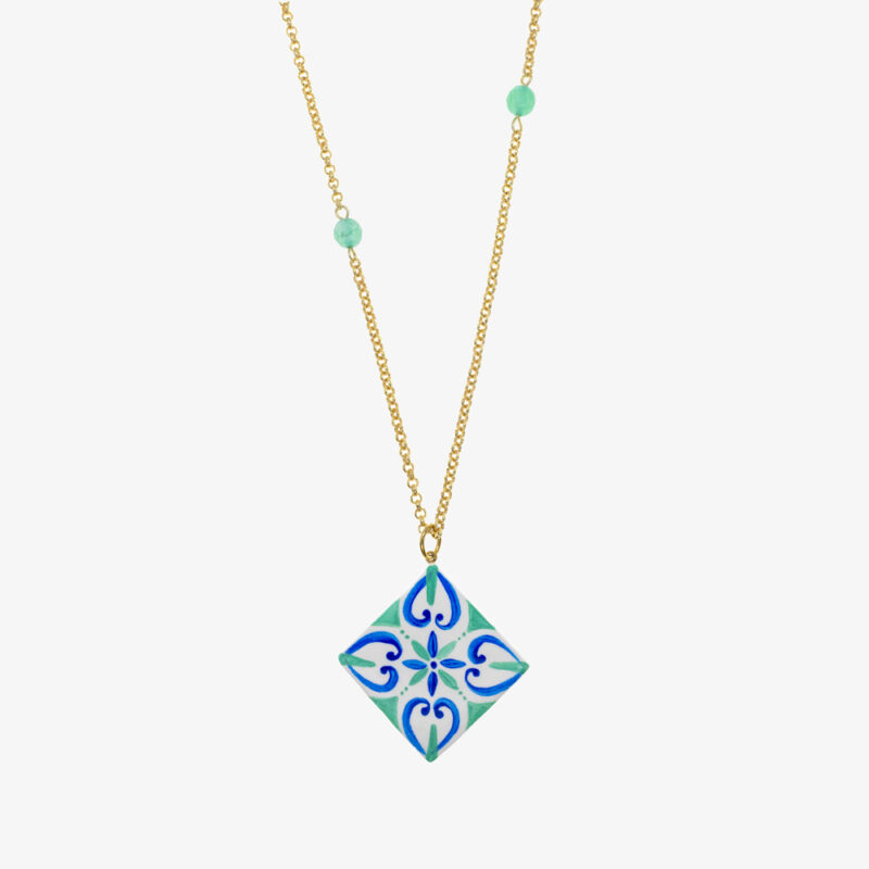 Collana con maiolica verde tiffany