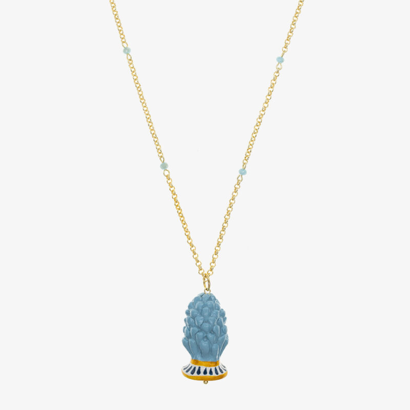 Collana con pigna celeste