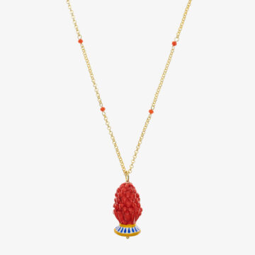 Collana con pigna rossa