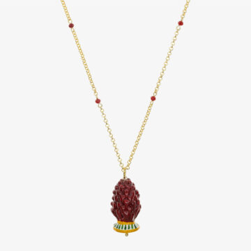 Dark red pine cone necklace