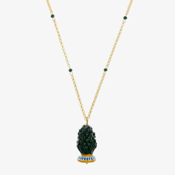 Green pine cone necklace