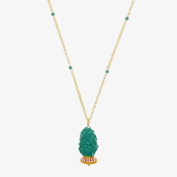 Aqua green pine cone necklace