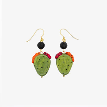 Prickly pear blades with lava stone