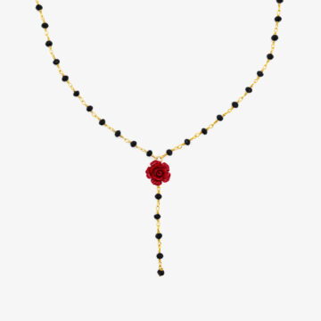 Rosary with red rose